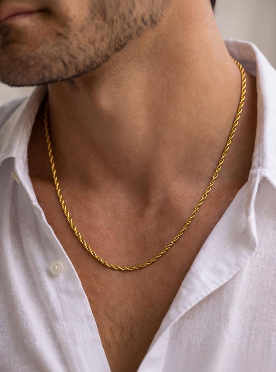 AASTHAS COLLECTIONS Stylish Rope Chain for Men and Boys, Gold Plated Stainless Steel Chain