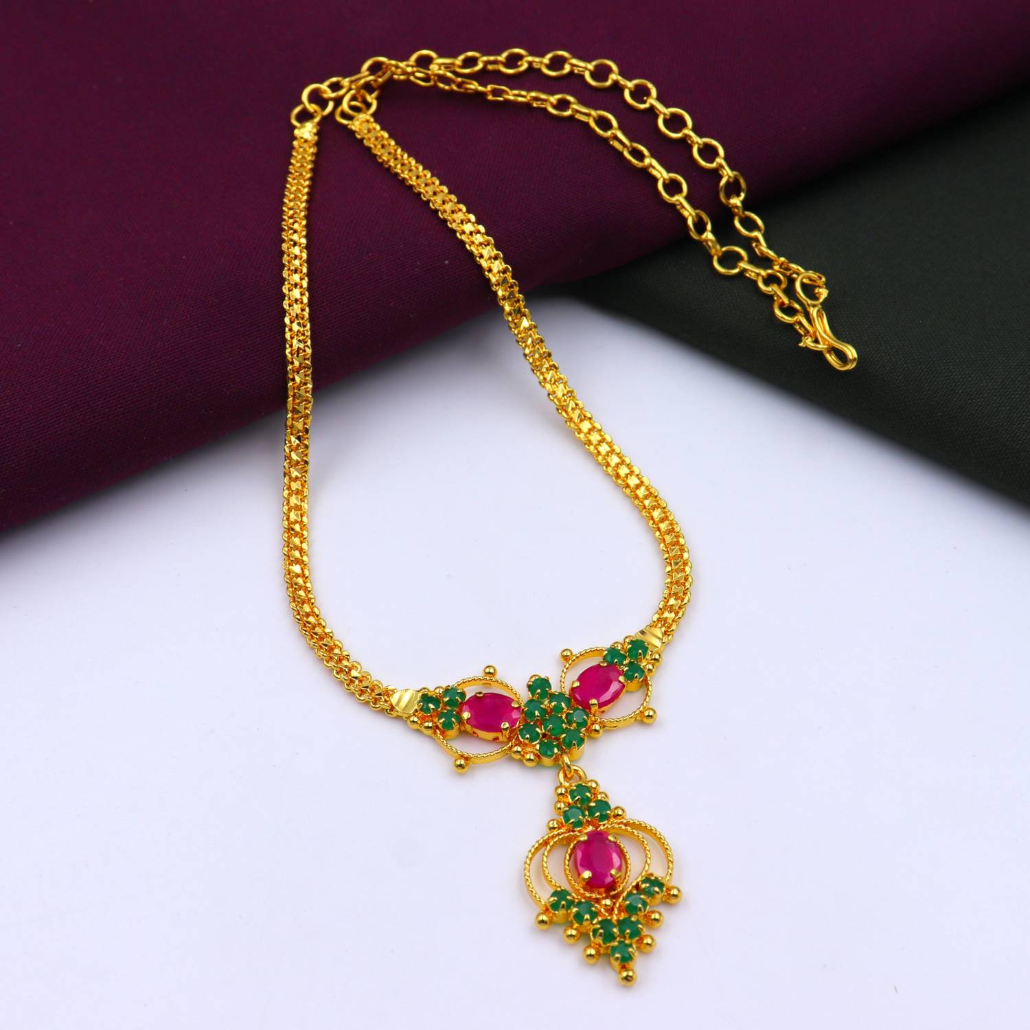 NTPJEWELS one gram gold plated fancy necklace for women Ruby Gold-plated Plated Brass Necklace