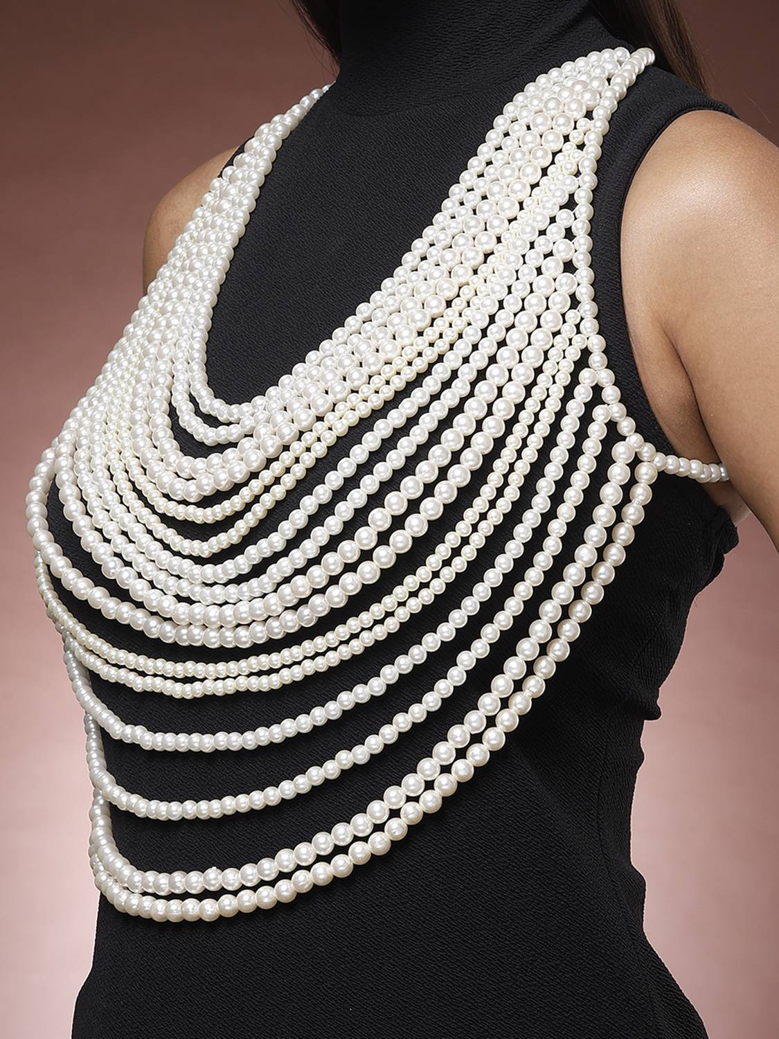 Bohey by KARATCART Gold Plated Pearl Body Chain for Women Pearl Gold-plated Plated Mother of Pearl Chain