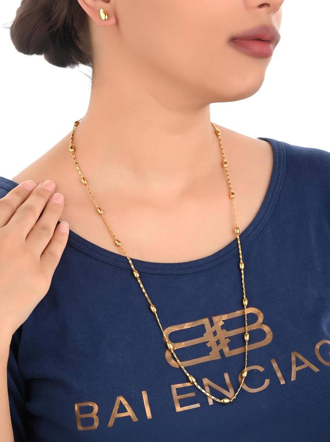 AanyaCentric Party Wear 11grams 28 inches Long Necklace Neckchain Gold-plated Plated Brass Chain