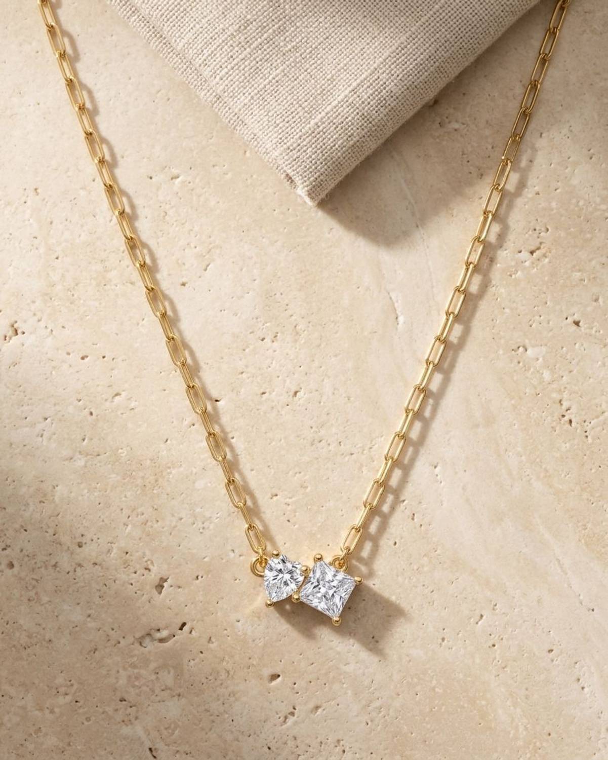 Artisanal Jewellery Toi et Moi Necklace 18K Gold Plated Daily Wear Jewelry for Women Gift for Her Gold-plated Plated Brass Necklace