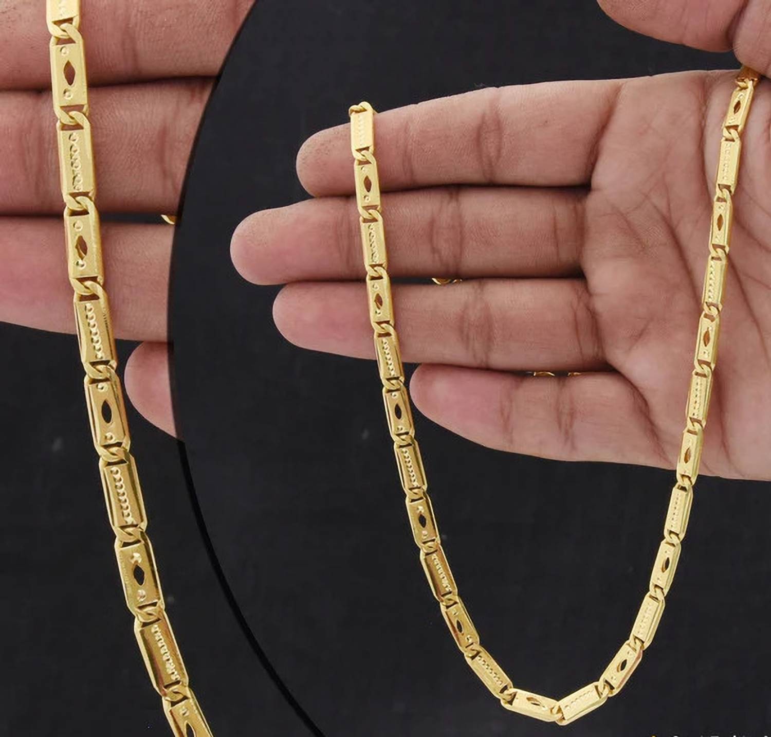 BHASHIMI 1 gram High Quality Indian Polished “20” Inches Gold Chain for Men and boy Copper Chain