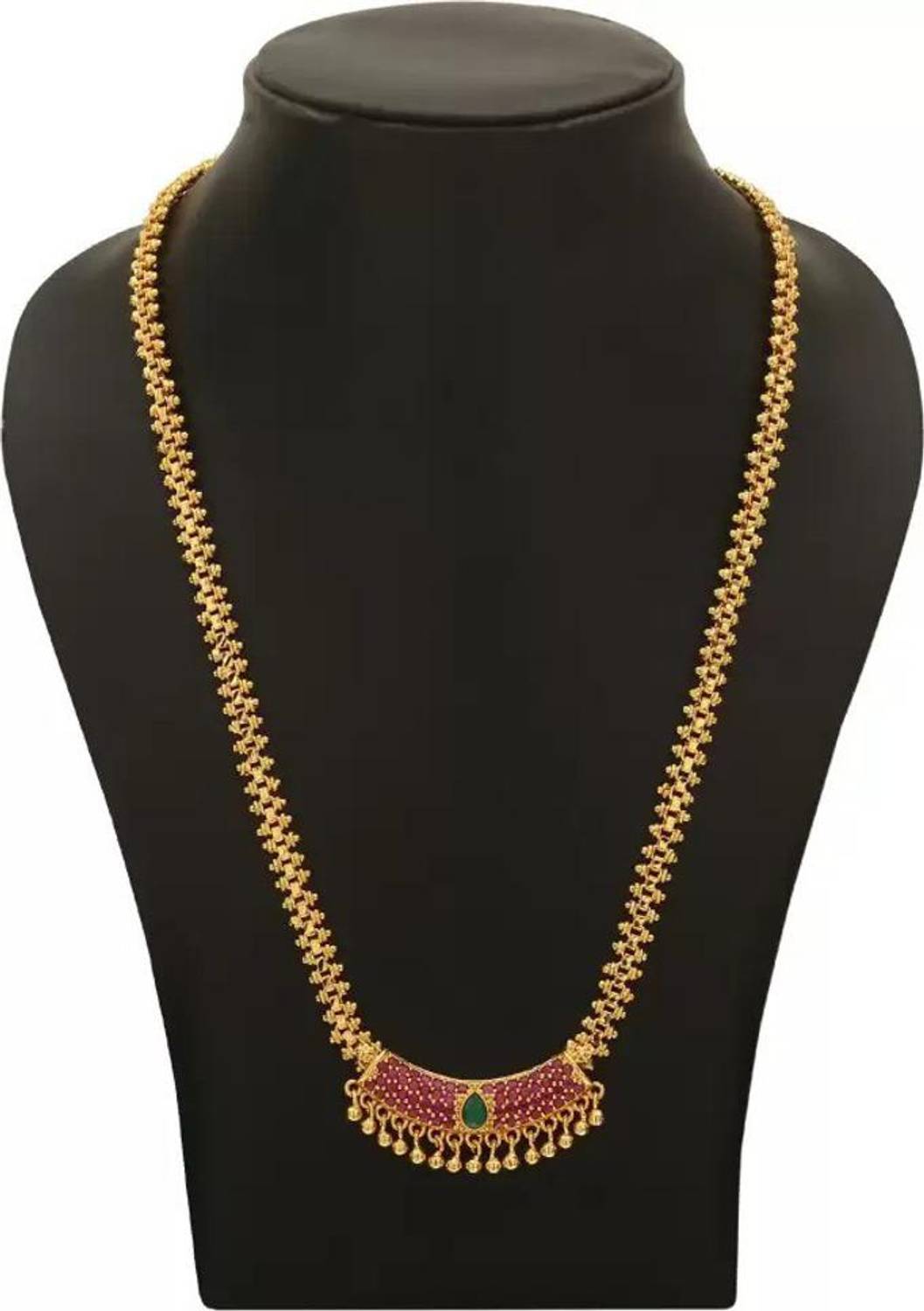 AFJ GOLD Emerald, Ruby Gold-plated Plated Copper Necklace
