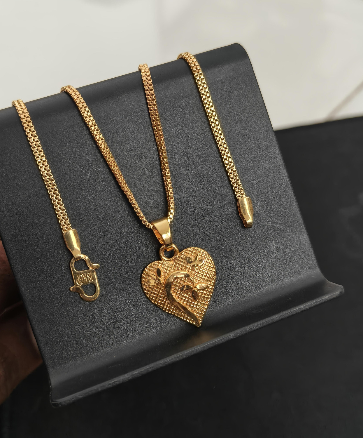 Image of HN JEWELLERY One Gram Gold Chain With Heart Pendant For Women And Girl 22 Inch Long Gold-plated Plated Brass Necklace