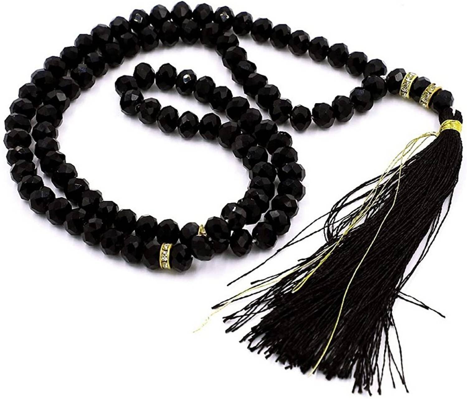 RAYA COLLECTION Tasbih Islamic Salat Prayer Tasbeeh 100 Beads Black Crystal Stone Layered