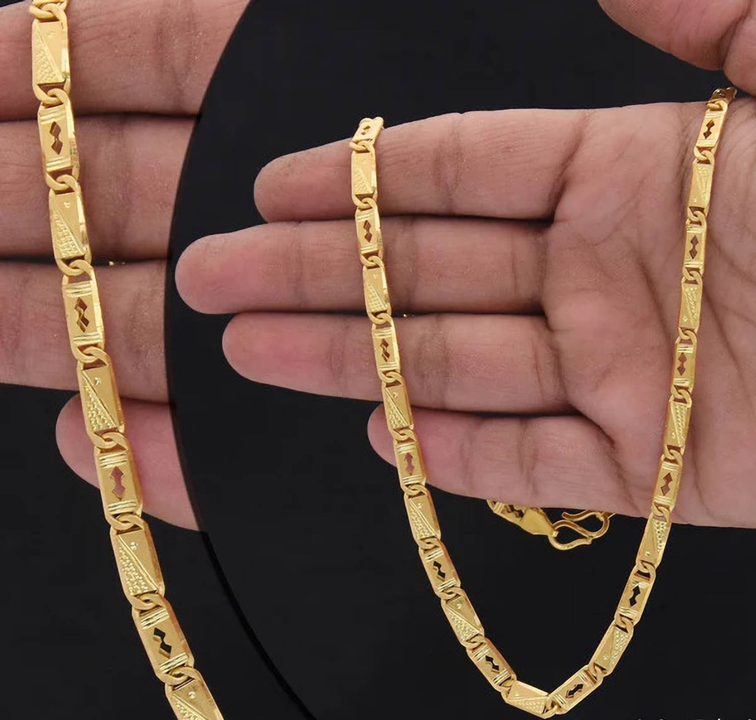 BHASHIMI 1 gram High Quality Indian Polished “20” Inches Gold Chain for Men and boy Copper Chain