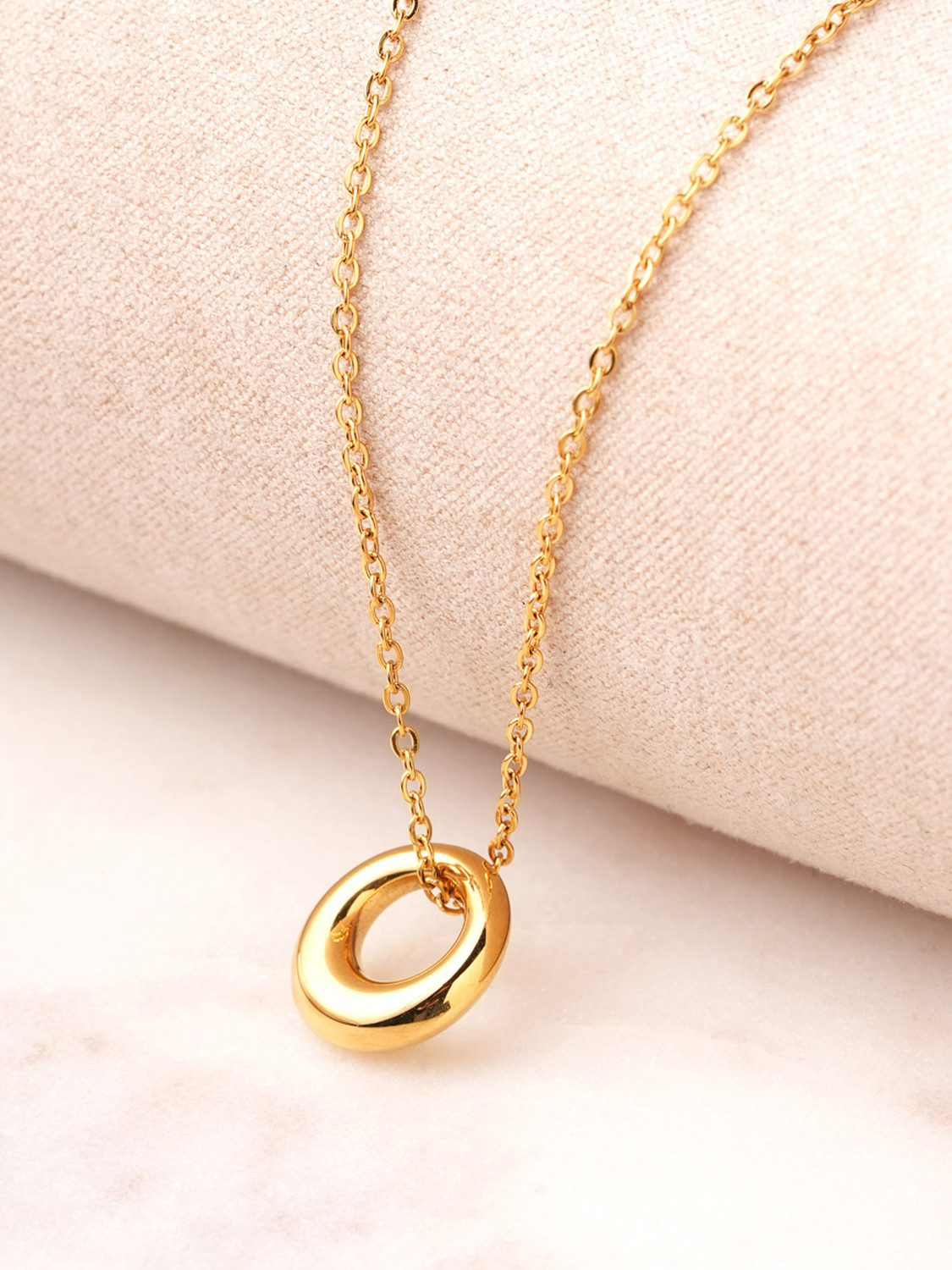 Image of PALMONAS PALMONAS Chic Ring Pendant Necklace for Women - Waterproof & Anti-Tarnish Gold-plated Plated Stainless Steel Necklace