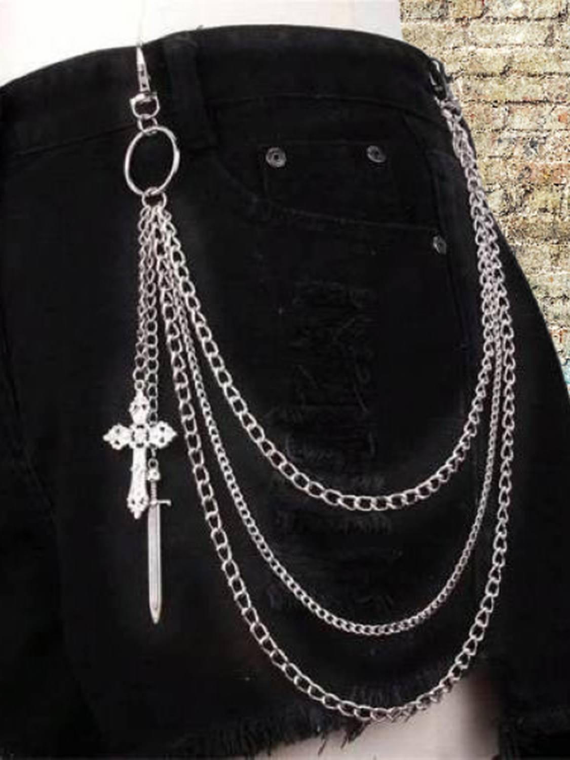 TIYAAZ Cross Talwar Layer Pants Chain Stainless Steel