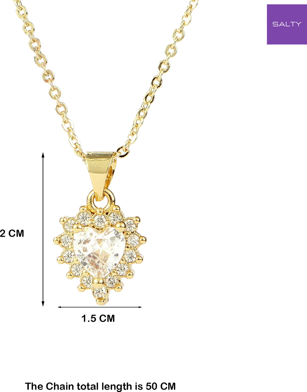 Image of Salty Diamond Love Drop Necklace for Women & Girls Neck Chain Jewellery Accessories Copper Necklace