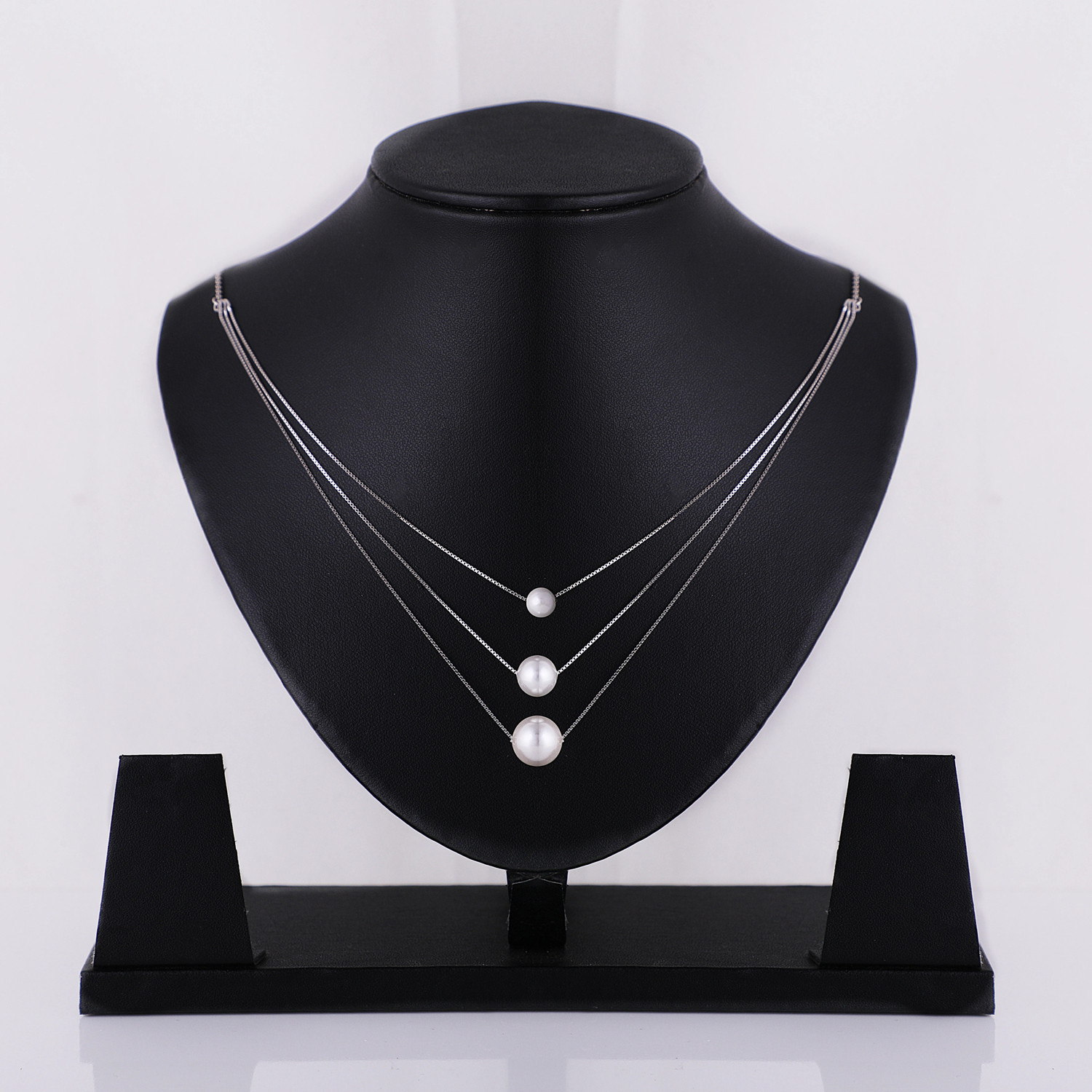Image of GIVA 925 Silver Triple Layer Pearl Necklace for Women Pearl Rhodium Plated Sterling Silver Necklace
