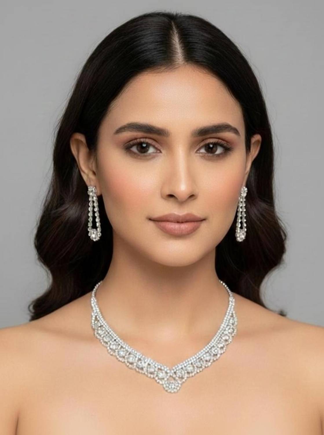 ALIZ FASHION silver plated crown edge necklace for wonens and girls Cubic Zirconia Silver, 900 Silver Plated Stone, Silver, Sterling Silver Necklace