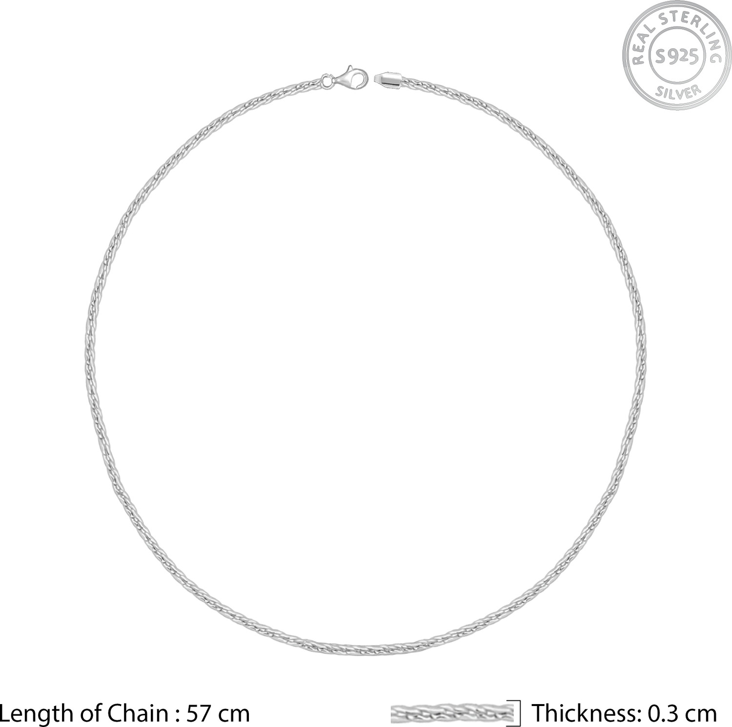 Image of GIVA Rhodium Plated Sterling Silver Chain