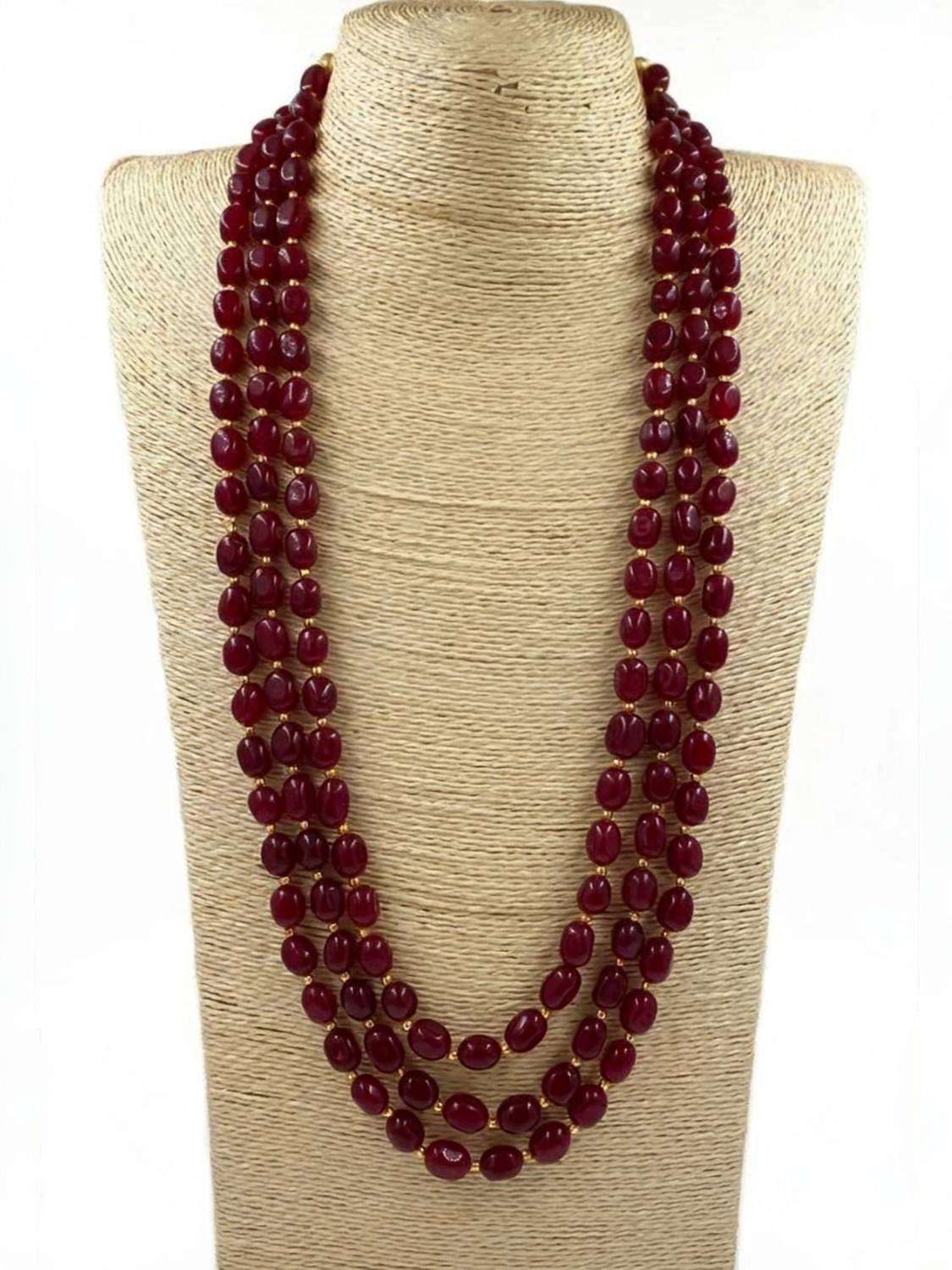 Aamrapali Silver Gems Red Jade Necklace, Features Green Jade for Natural and Elegant Appearance Beads, Jade Gold-plated Plated Stone, Alloy Necklace