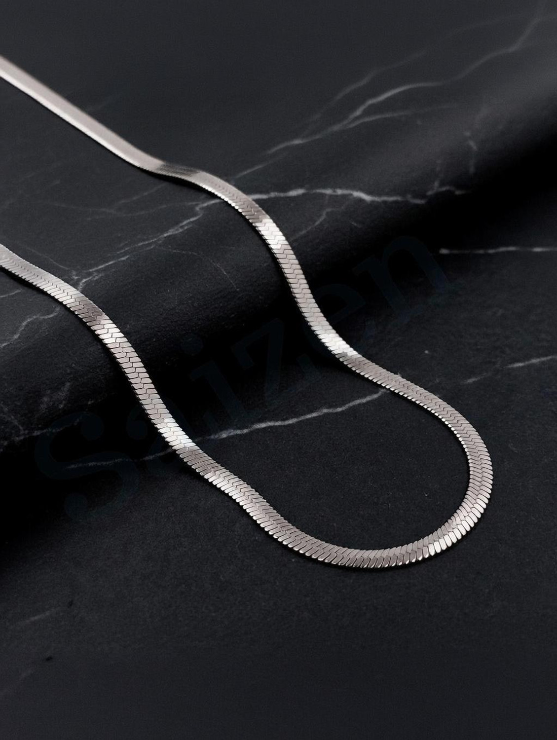 Image of SAIIZEN Silver plated Stainless Steel Snake Chain For Men And Boys Silver Plated Stainless Steel Chain