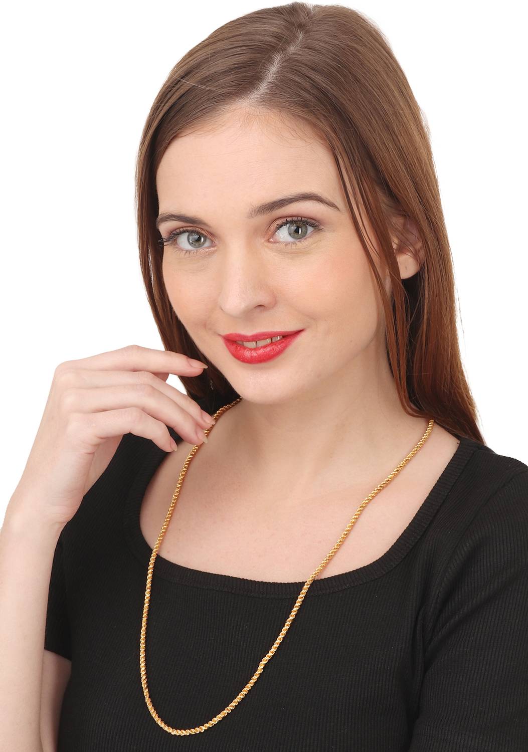 AanyaCentric 24grams 28inches Long Rope Trendy Stylish Fashion Latest Design Gold-plated Plated Brass Chain