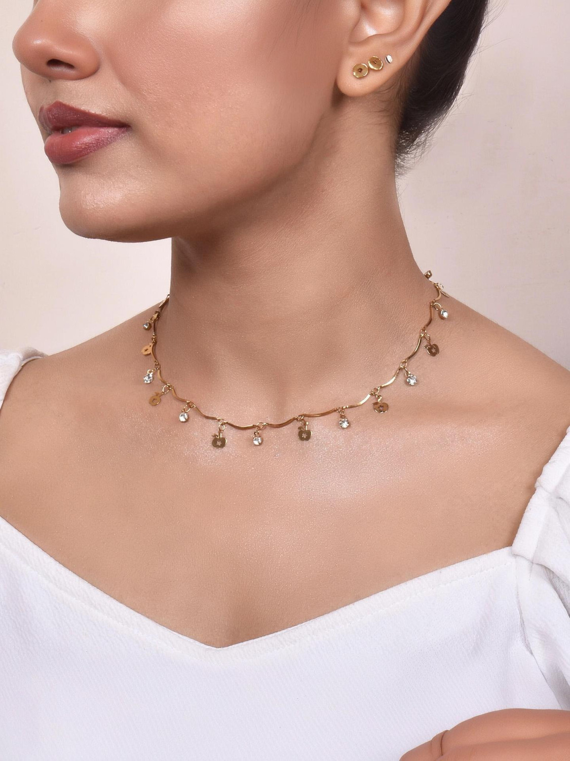 Image of city sign unique colored appealing designer necklace chain for women & girls Brass Necklace