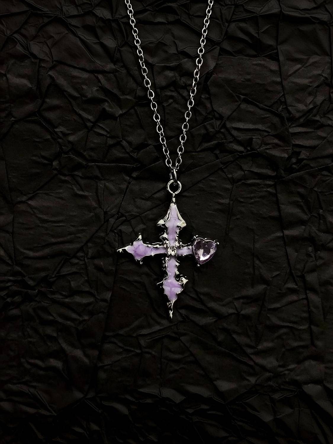 BLINKLOOK PURPLE CROSS Anti Tarnish Anti Allergic chain girls women | Valentine's day Gift Cubic Zirconia Gold-plated Plated Alloy Necklace