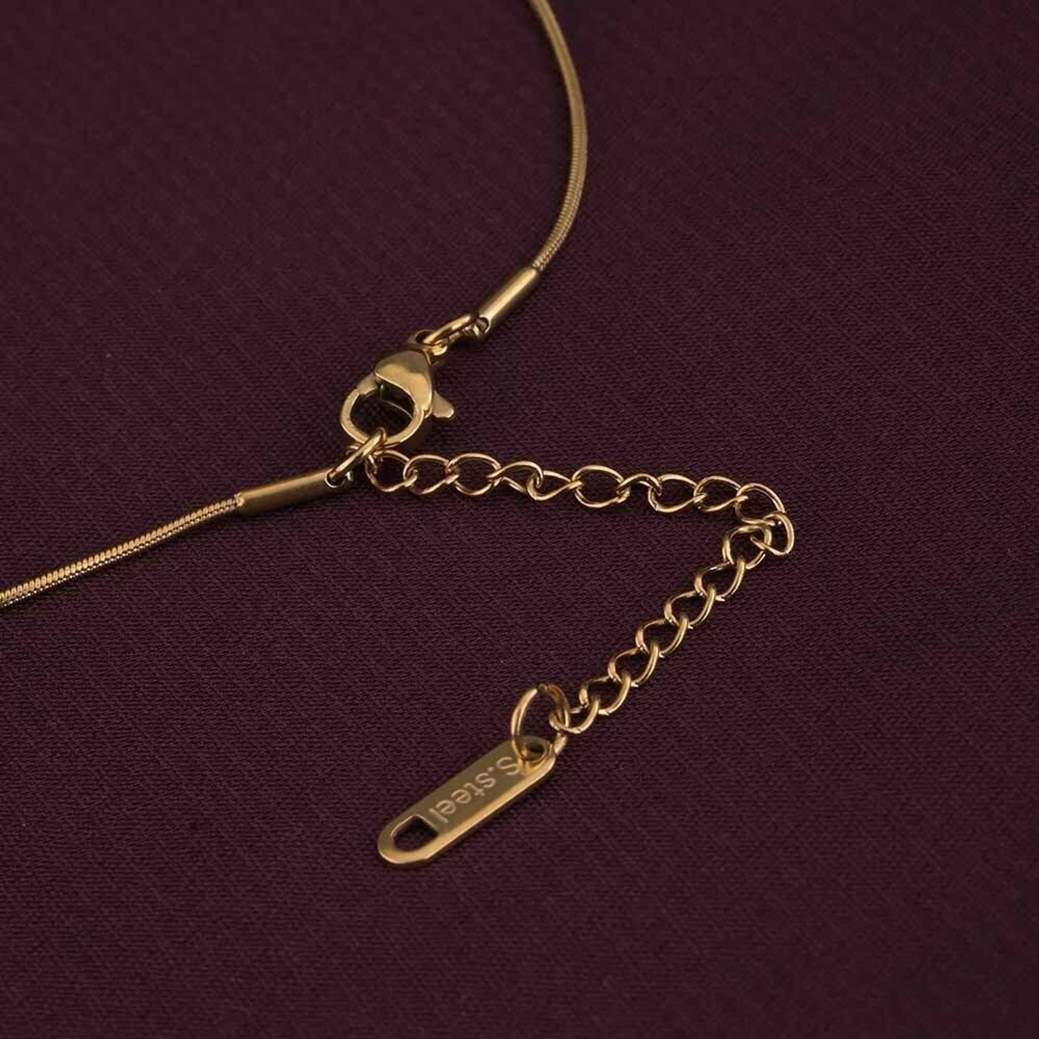 Image of PALMONAS Heart Pendent Gold Chain Necklace Cubic Zirconia Gold-plated Plated Stainless Steel Necklace