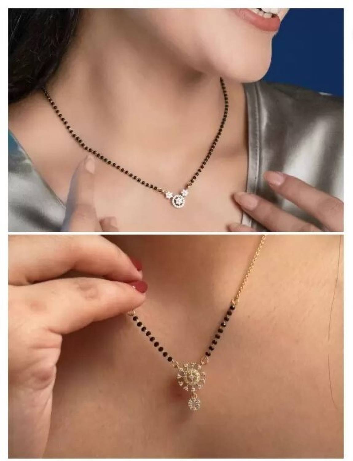Bhumi09 Bhumi09 Pack of 2 Micro Gold Plated Necklace Chain For Women/Girls Stylish Agate Gold-plated Plated Brass Necklace