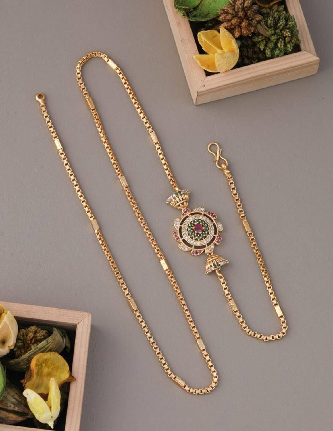 crystal fashion store Amreican Diamond Gold Plated 24 Inch Copper