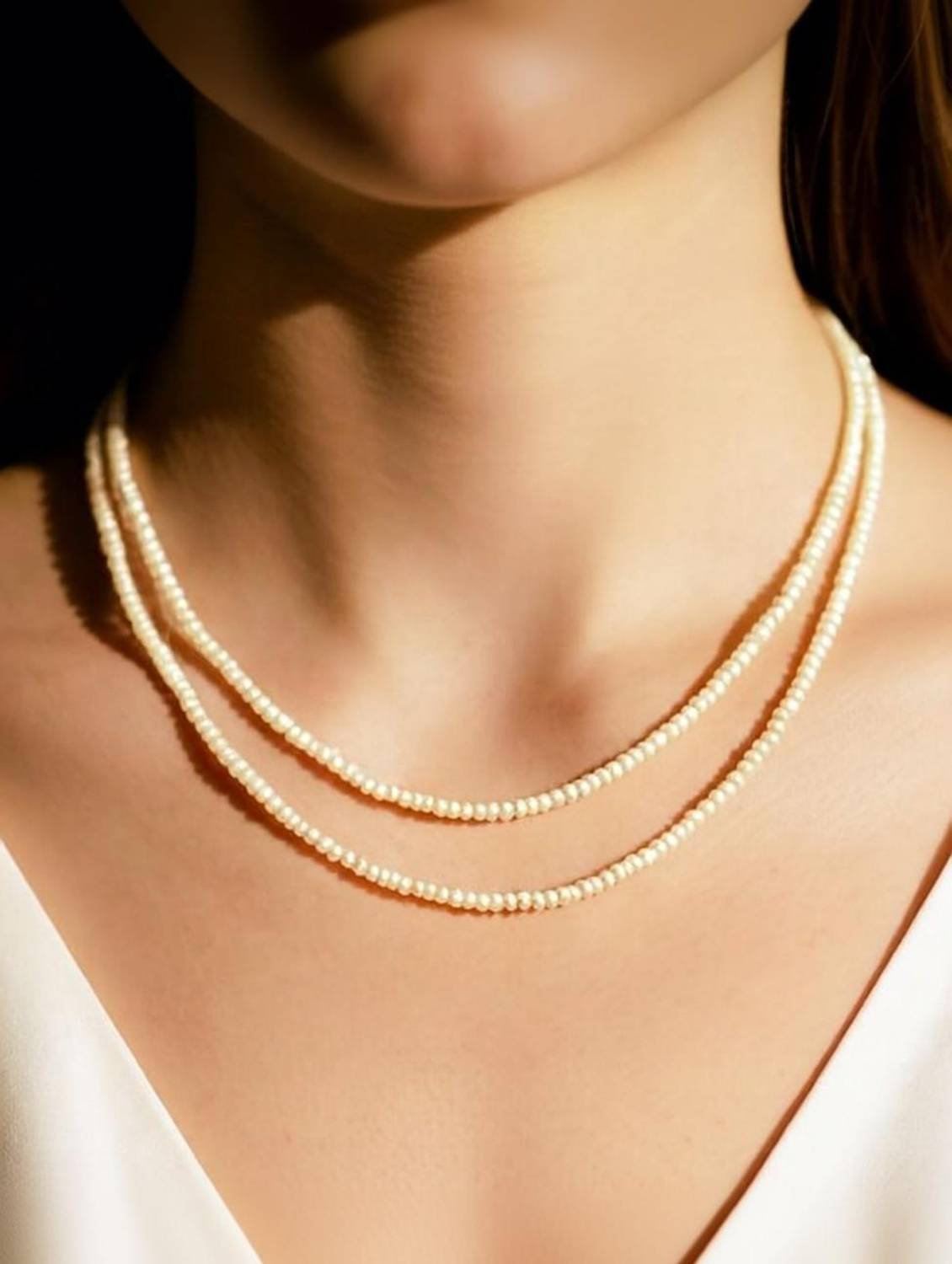 Algita Elegant White Moti Pearl Mala Necklace for Women & Girls Crystal Crystal Necklace