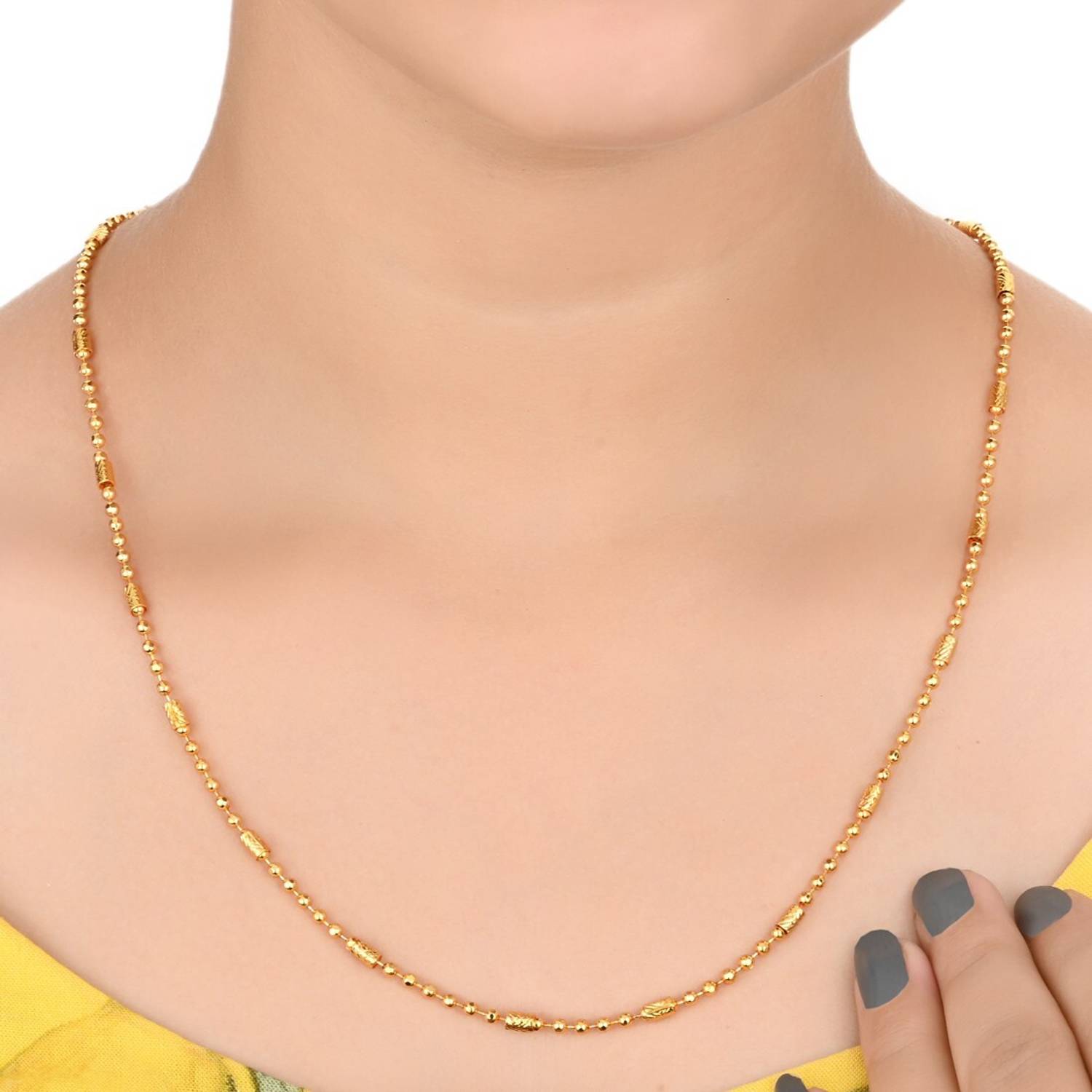 AanyaCentric Matar Mala Fashion Neck Chain for Women Girls Gold-plated Plated Brass Chain