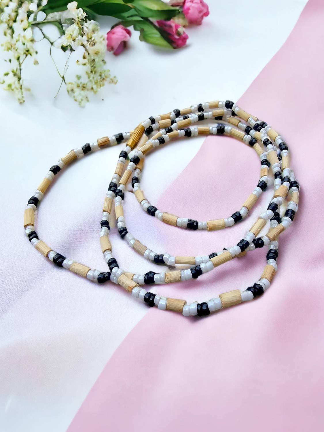 BRAJSTORE Tulsi Kanthi Mala 2 Round with Crystal Wood Chain