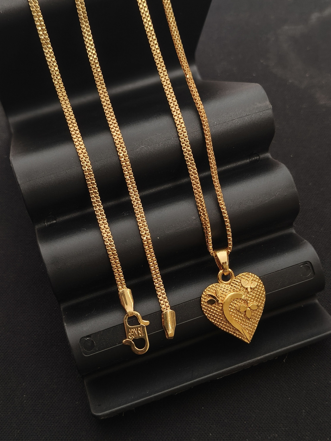 Image of HN JEWELLERY One Gram Gold Chain With Heart Pendant For Women And Girl 22 Inch Long Gold-plated Plated Brass Necklace