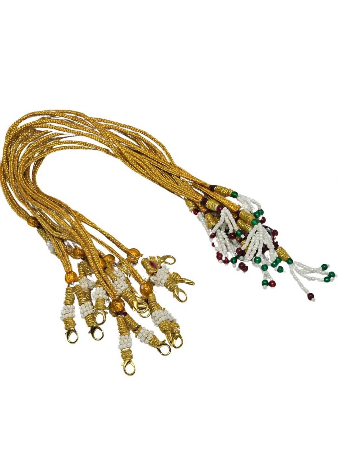 AjaraGems Adjustable Pearl Necklace Back Rope Dori (Pack of 6 Pieces) for Jewelry Making Dori Chain