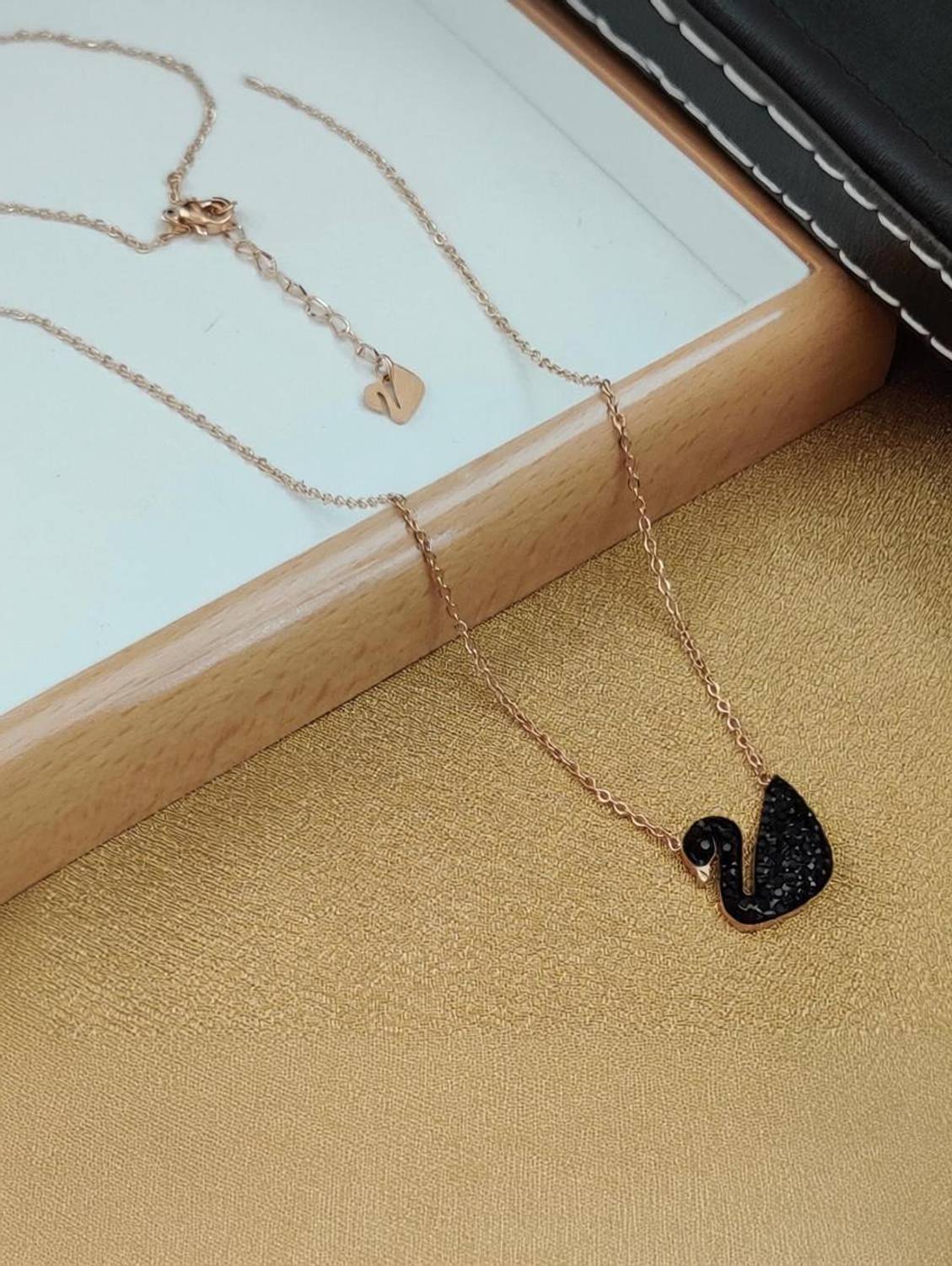 UNIQUE IMITATION ROSE GOLD PLATED BLACK DUCK CHAIN LYRISS Diamond Copper Plated Stainless Steel Chain Set