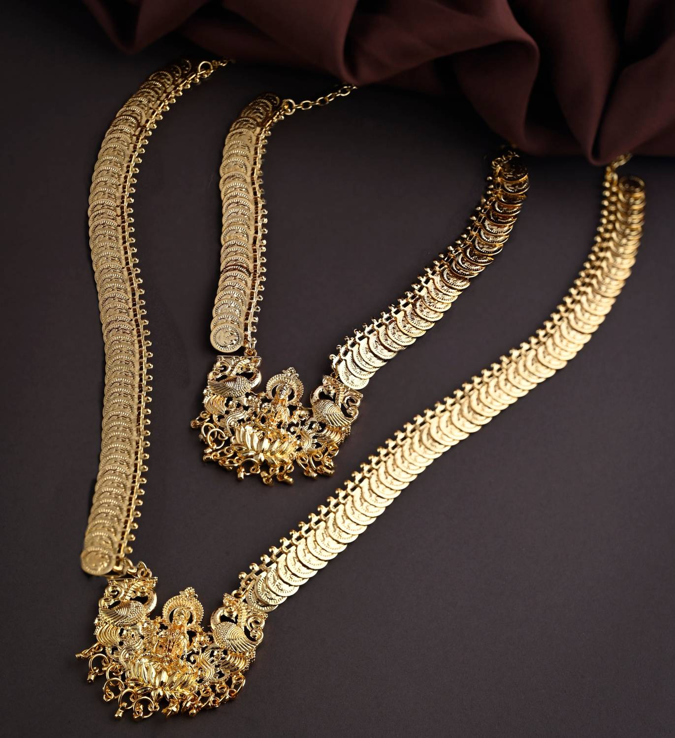 THANU'S CRAFT Traditional Gold Plated Laxmi Coin Kasumala Lakhsmi Necklace Chain For Women Gold-plated Plated Metal Necklace