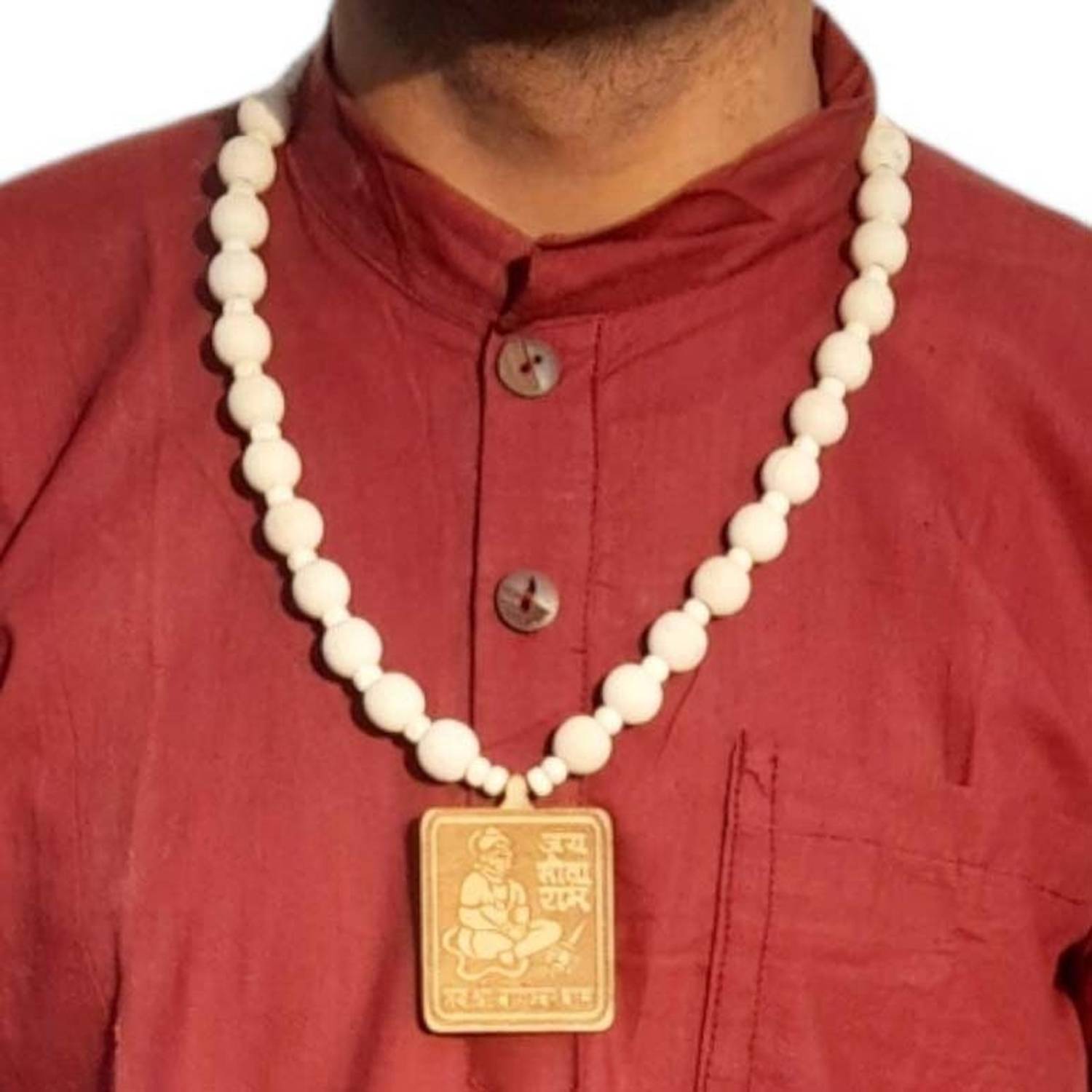 AIKAANT "SRI BAGESHWAR DHAM" Tulsi KANTHA | HANUMAN Pendant TULASI Kanthi Mala Wood Necklace