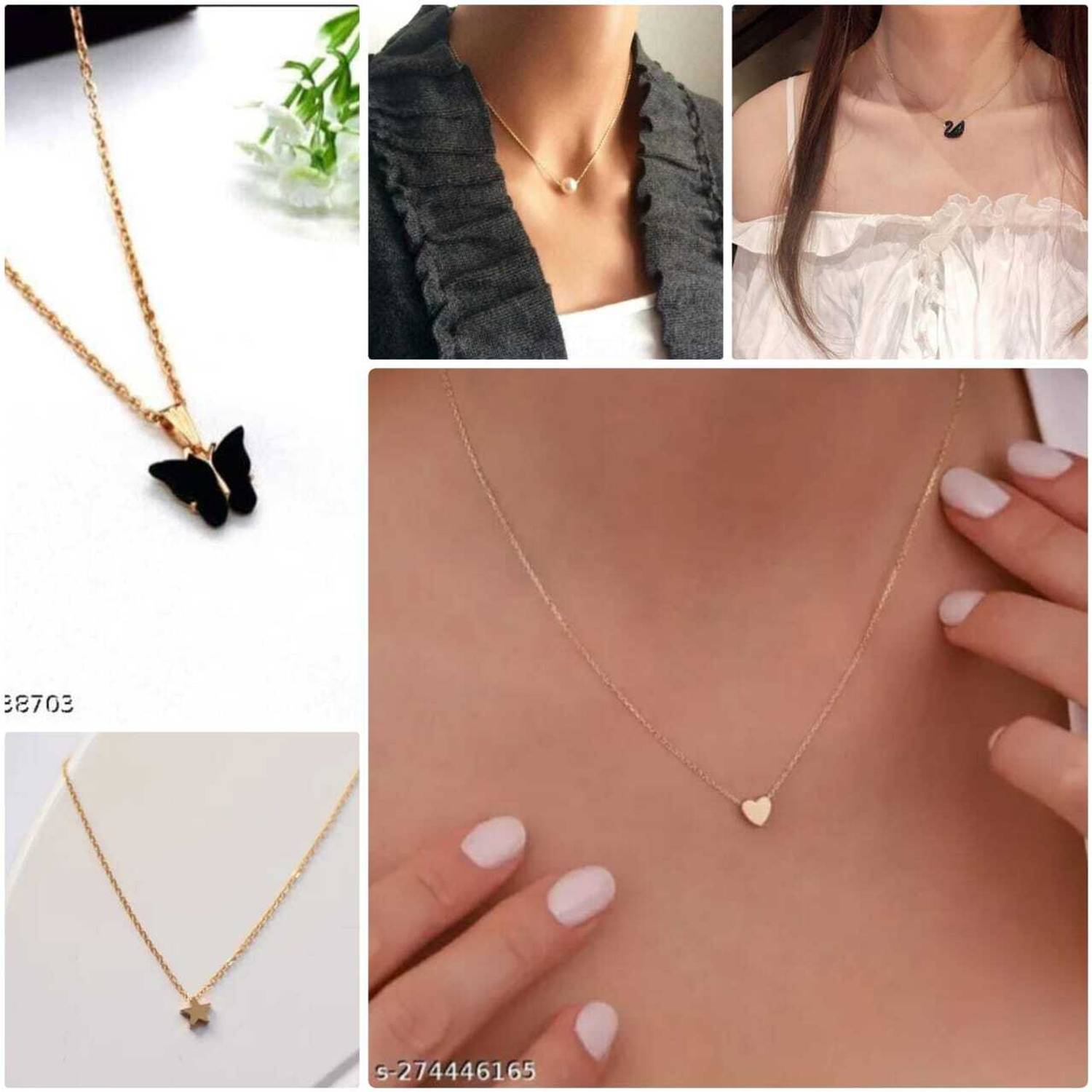 VESTURE KNOT White Pearl Motti Fancy Chain Gold-plated Alloy Necklace