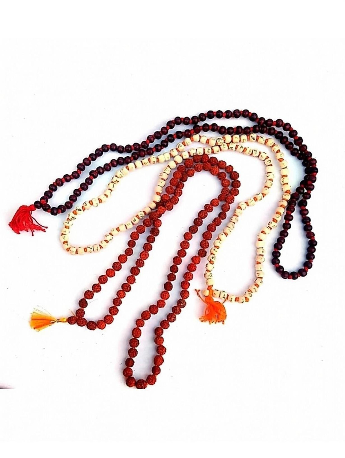 Image of k j traders ORIGINAL Rudraksha,Tulsi Chandan ,Tulsi Jap Mala 108 Beads with TESTED CERTIFIED DAILY JaaP Mala Men & Women ( Tested original Mala ) Beads Platinum Plated Bronze Chain Beads Wood Chain