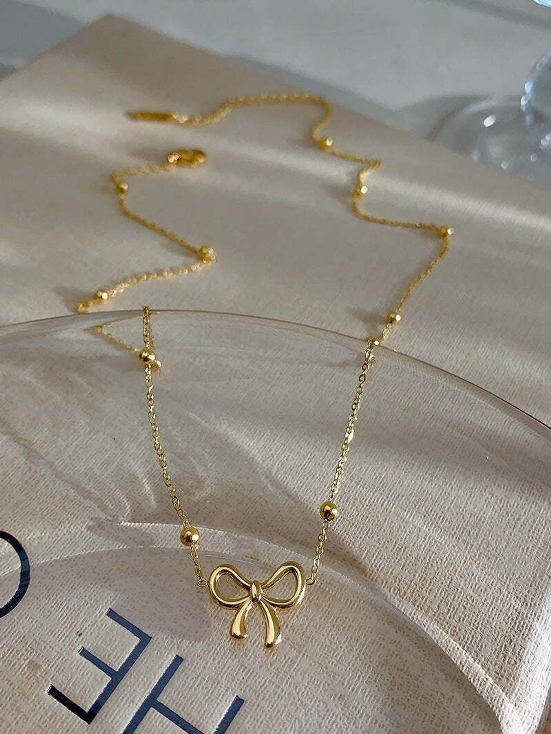 Image of Gleve Gleve Stainless Steel Angle Wing Crystal Gold-plated Plated Brass Chain