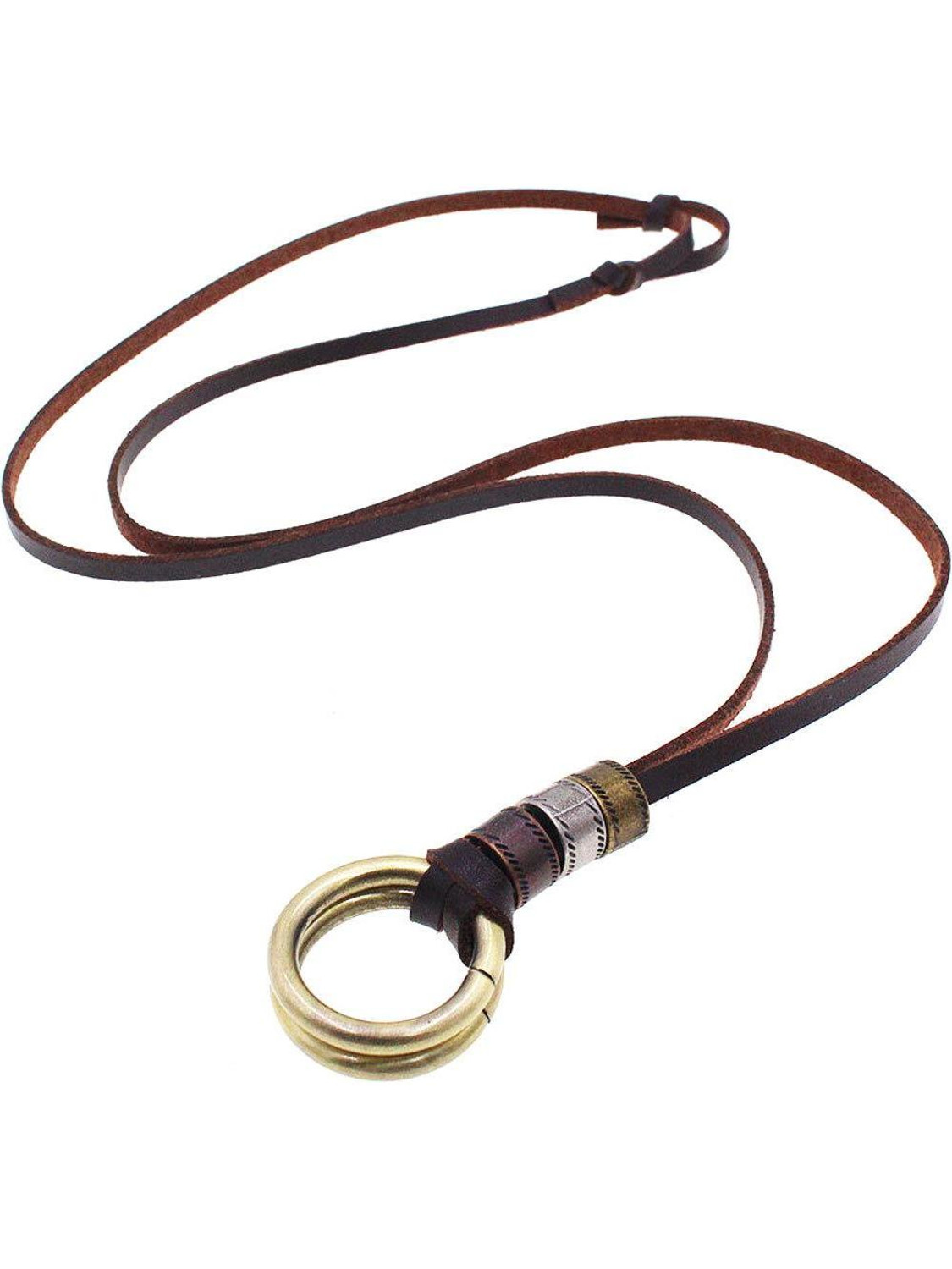 sannidhi Unisex Leather Necklace with Steel Pendant and Adjustable Braided Chain Leather Necklace