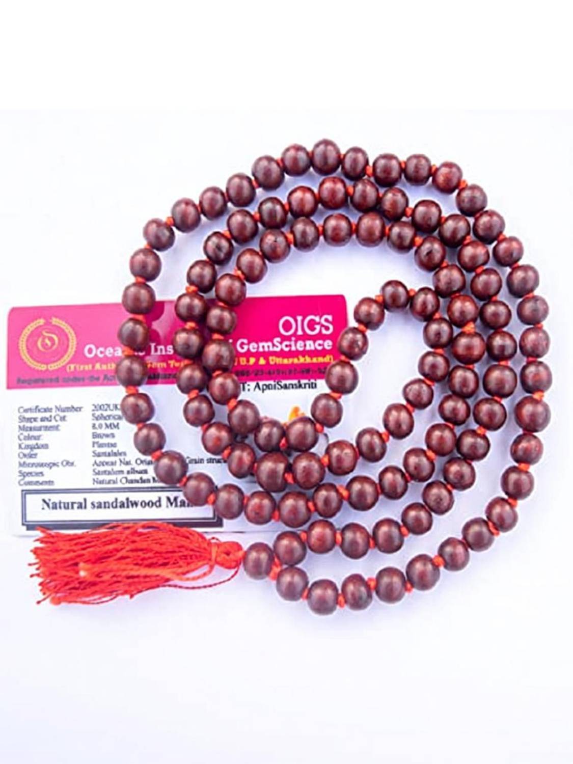 Apnisanskriti Lal Chandan Mala (Red Sandalwood Rosary) for Japa and Men & Women Wood Chain