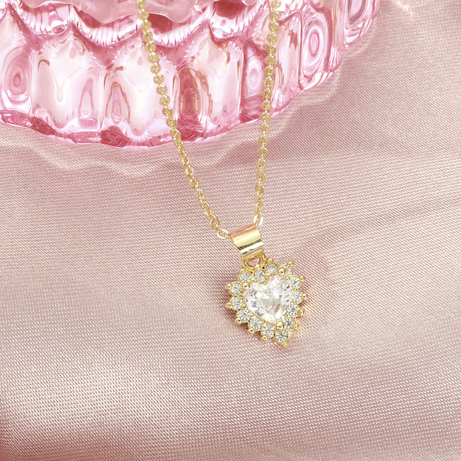 Image of Salty Diamond Love Drop Necklace for Women & Girls Neck Chain Jewellery Accessories Copper Necklace