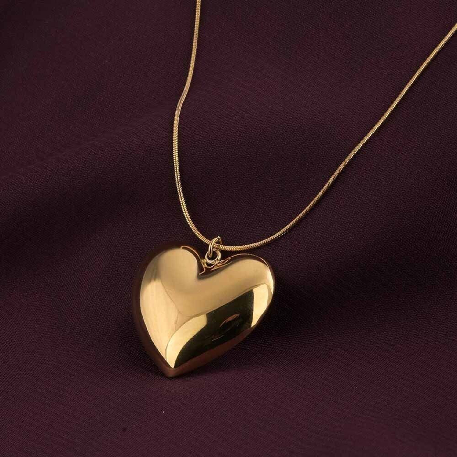 Image of PALMONAS Heart Pendent Gold Chain Necklace Cubic Zirconia Gold-plated Plated Stainless Steel Necklace