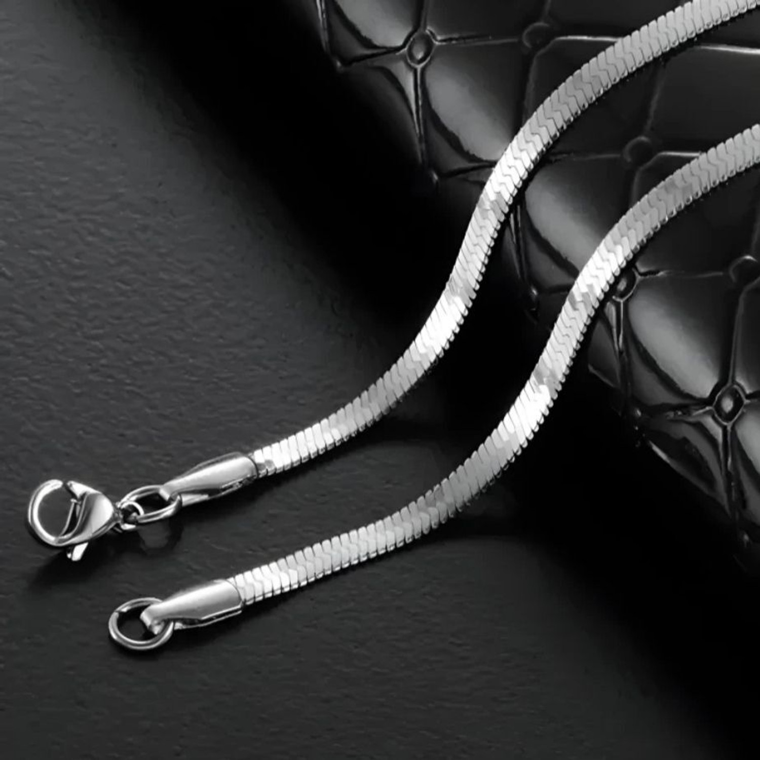 Image of Devora Anti Tarnish Plain Silk Design 3mm Silver Plated Neck Chain Silver Plated Stainless Steel Chain