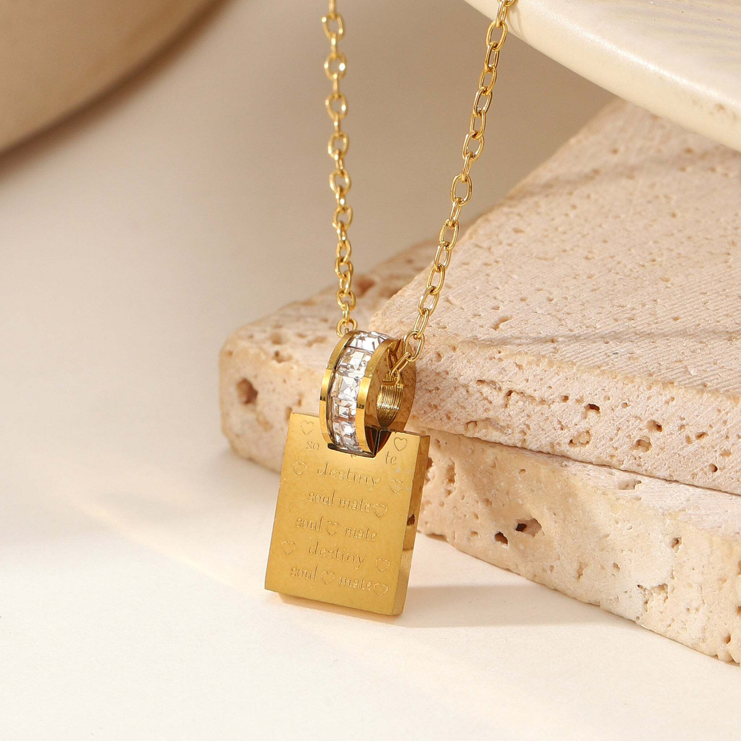 Image of Salty Promise Lock Minimal Necklace Stainless Steel Necklace
