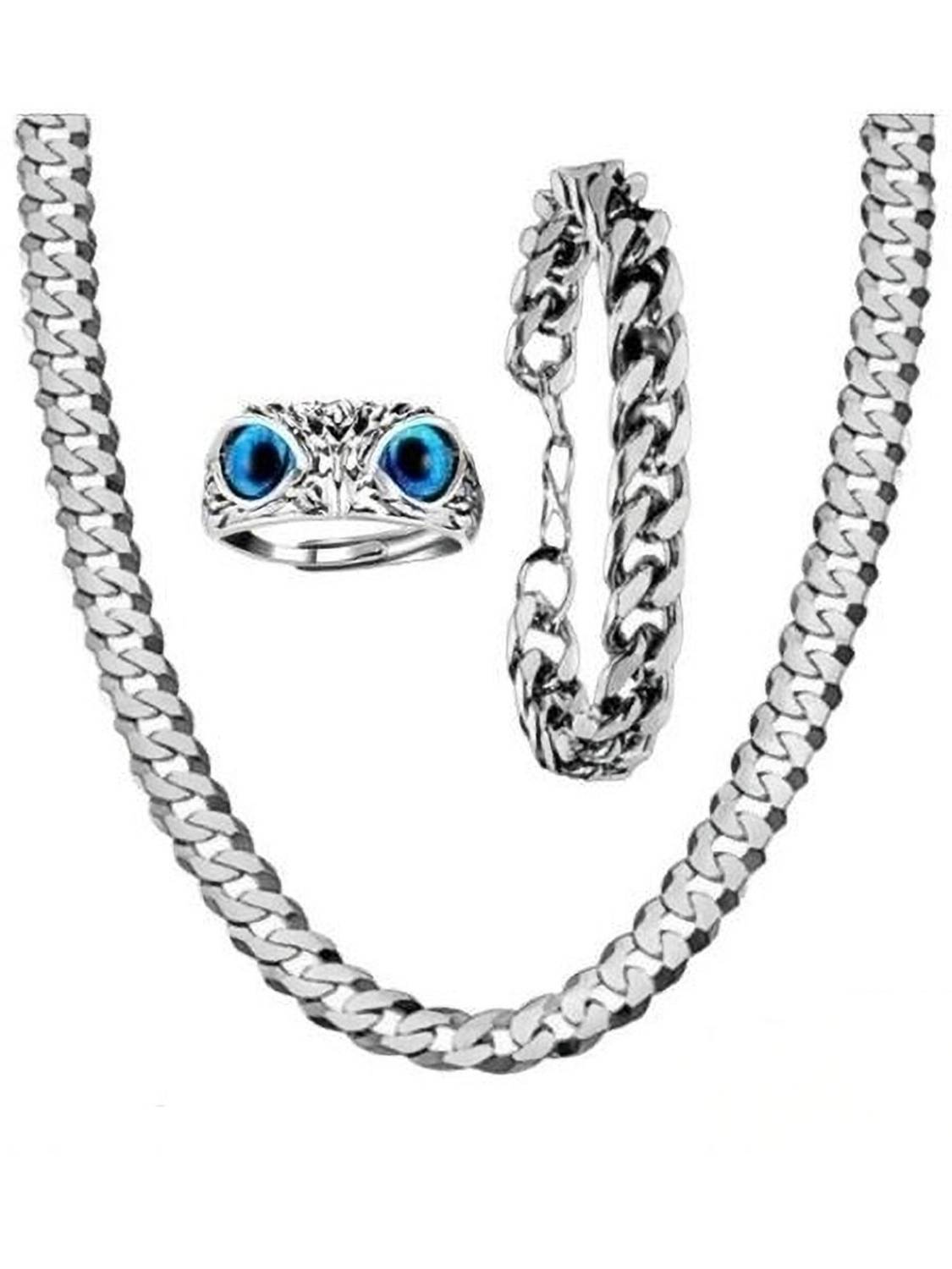 Smykker Fashion Silver Plated Owl Ring and Bracelet Set - Image 1