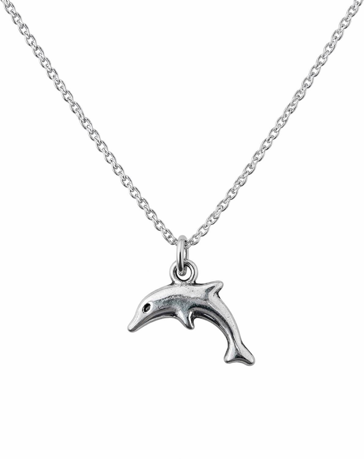 Lurenza Minimal Dolphin Silver Charm Necklace - Image 2