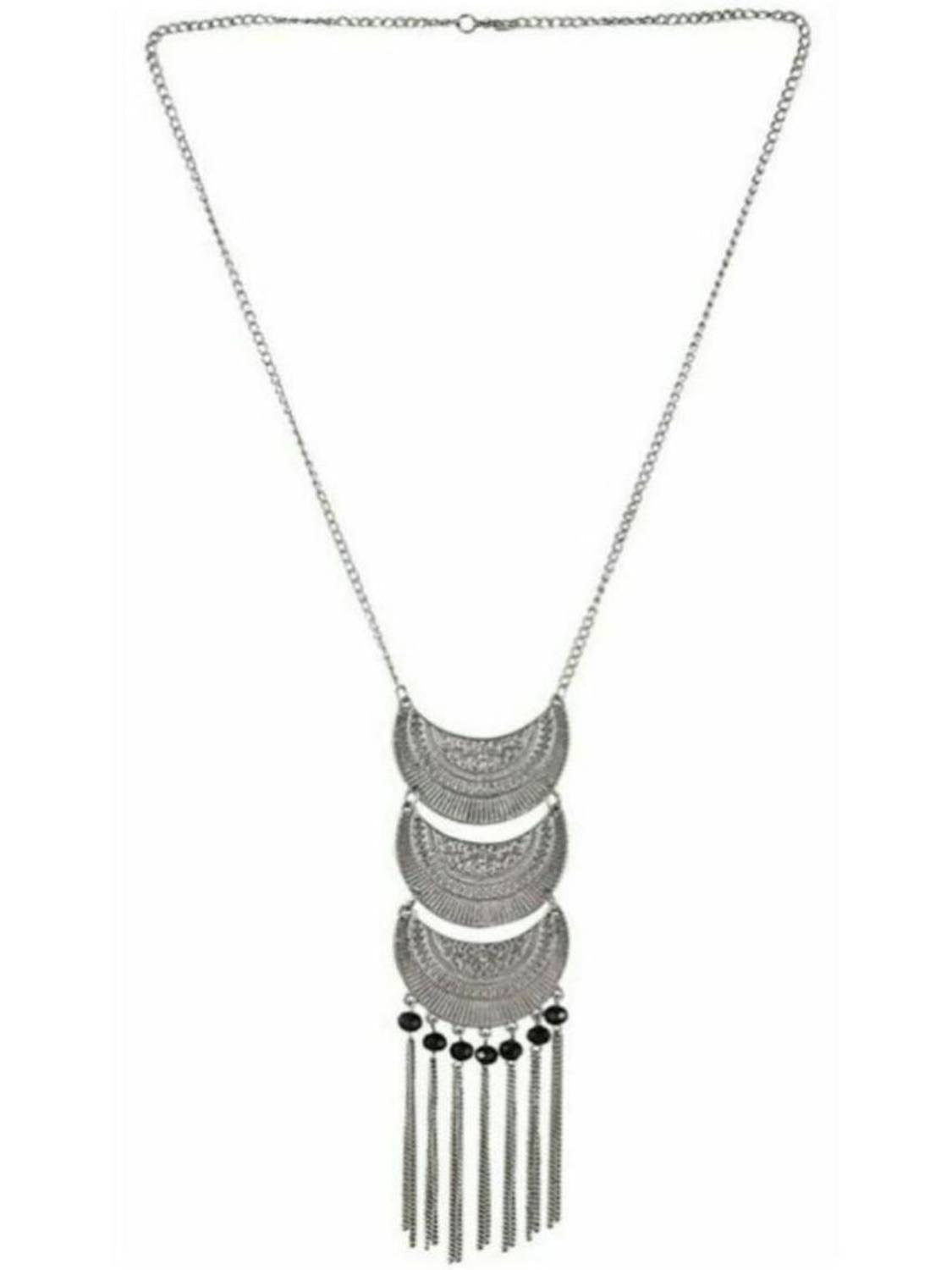 3SIX5 Foxy Trend Silver Oxidised Classy Designer Crystal Beaded Drop Luxury Hot Selling Afghan Tribal Afghani Necklace Alloy Necklace
