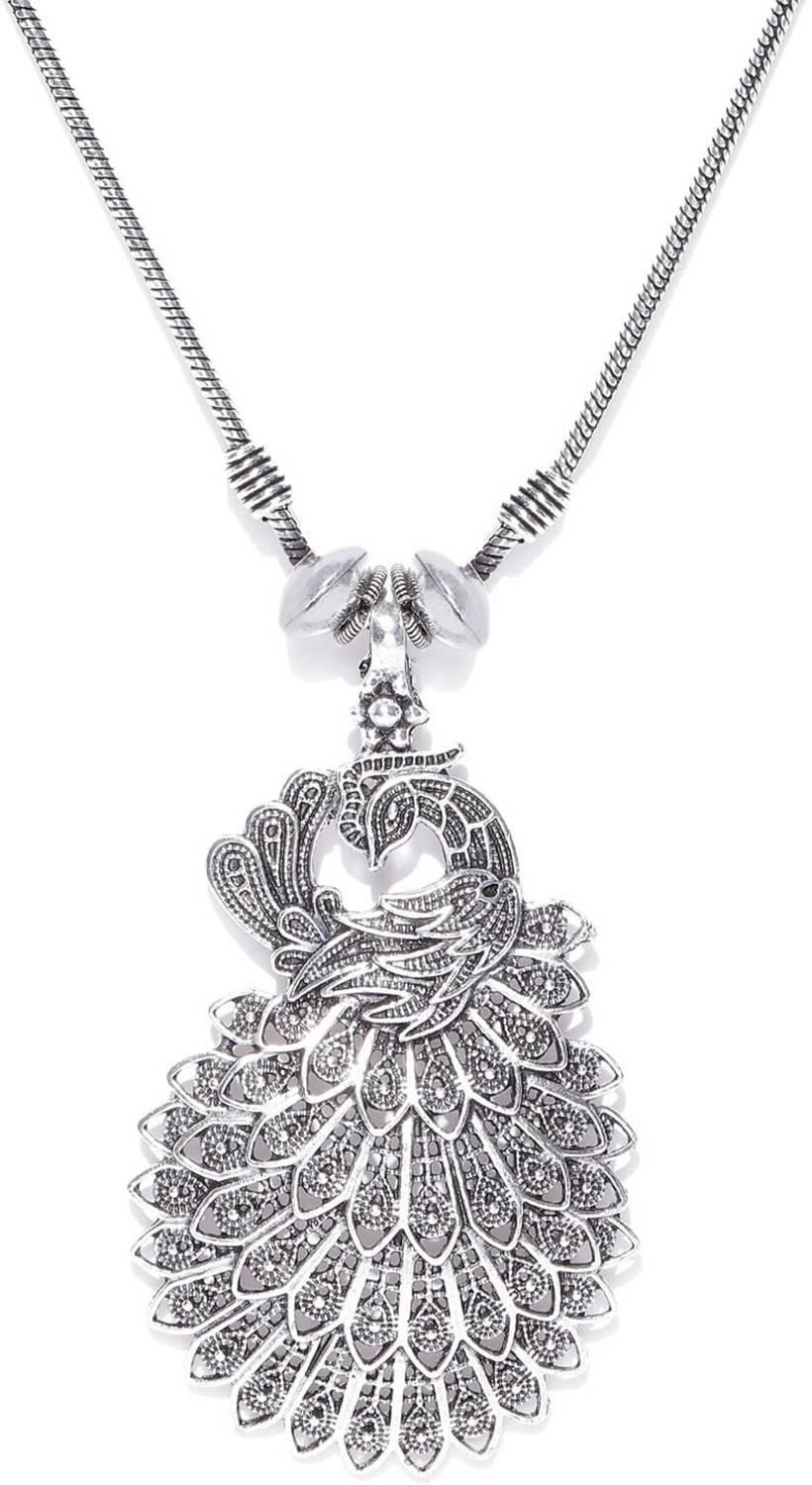 alysa Peacock Inspired Necklace Silver Plated Silver, Alloy Necklace