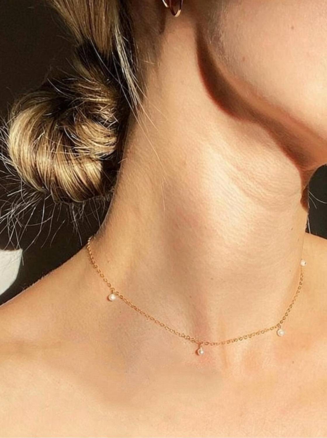 Aviman Creations Beautiful pearl chain necklace set Beads Gold-plated Plated Brass Necklace