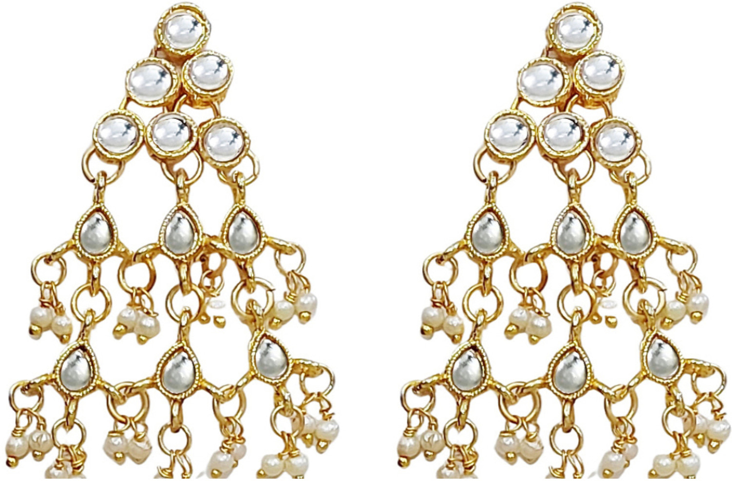 Image of Anahat collection Anahat collection multi layer kundan pearl Gold-plated Plated Alloy Necklace Set