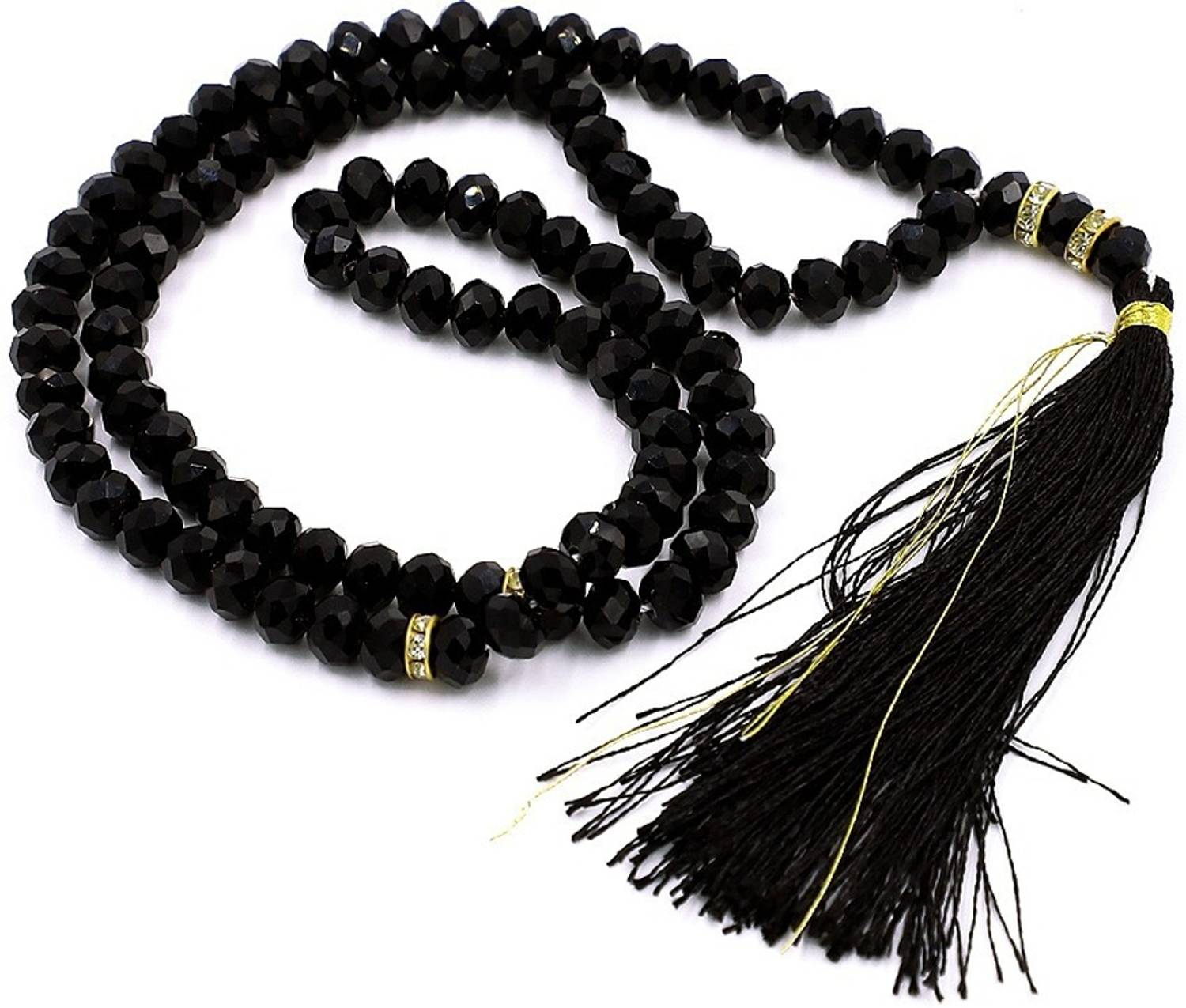 Blooming Faith BLACK CRYSTAL TASBEEH 8MM BEADS Crystal Chain