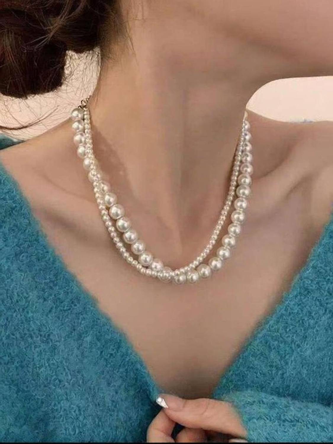 Agrawal Sales Women stylish pearl layered necklace Beads Alloy Layered