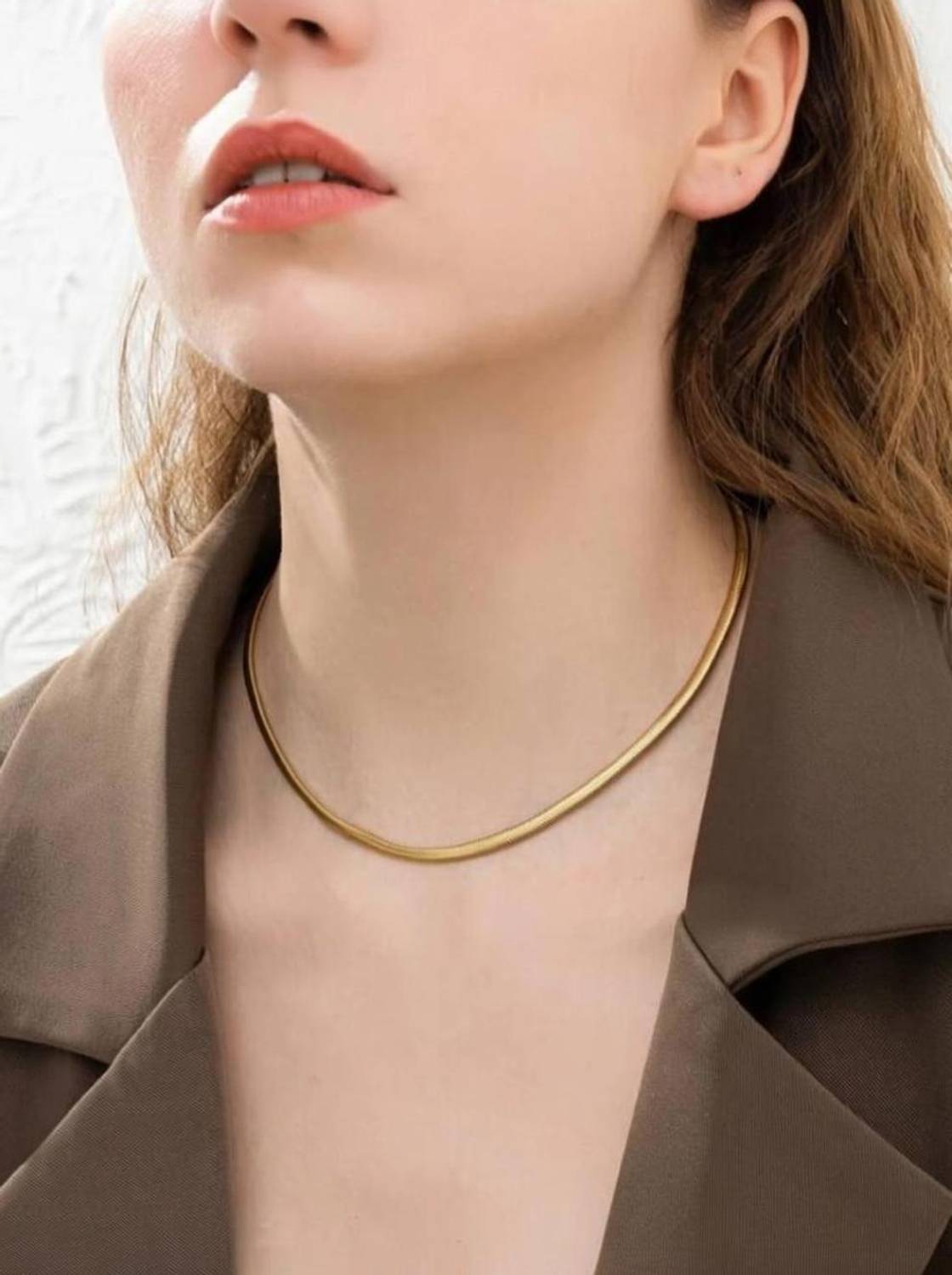 ARyee Gold Plated Stainless Steel Snake Chain Layering Necklace Women and Girls_AQW122 Gold-plated Plated Alloy Chain